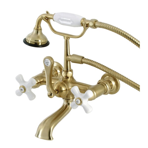 Kingston Brass AE559T7 7-Inch Wall Mount Tub Faucet with Hand Shower, Brushed Brass AE559T7 - main